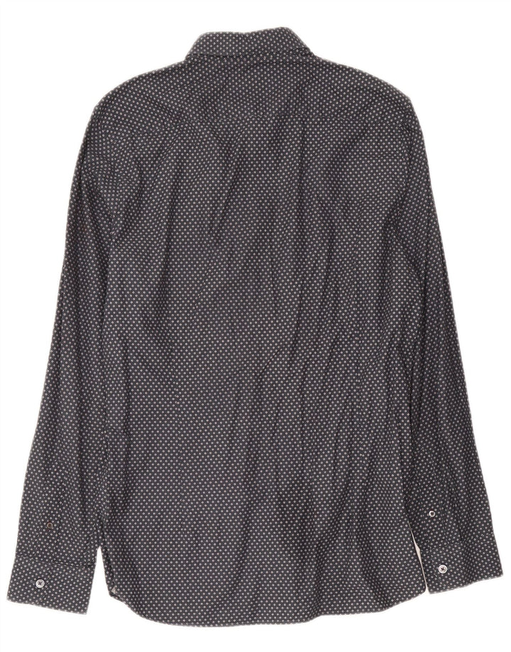 Camisa masculina Ted Baker tamanho 3 algodão manchado cinza médio