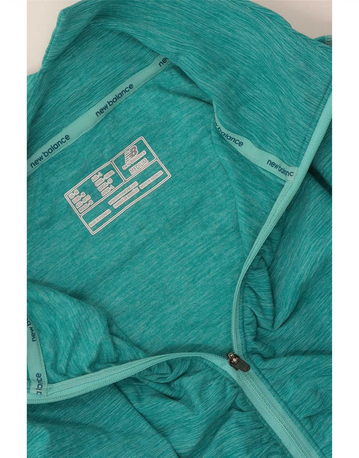 Pulôver feminino New Balance com zíper e gola alta para treino UK 12 verde médio