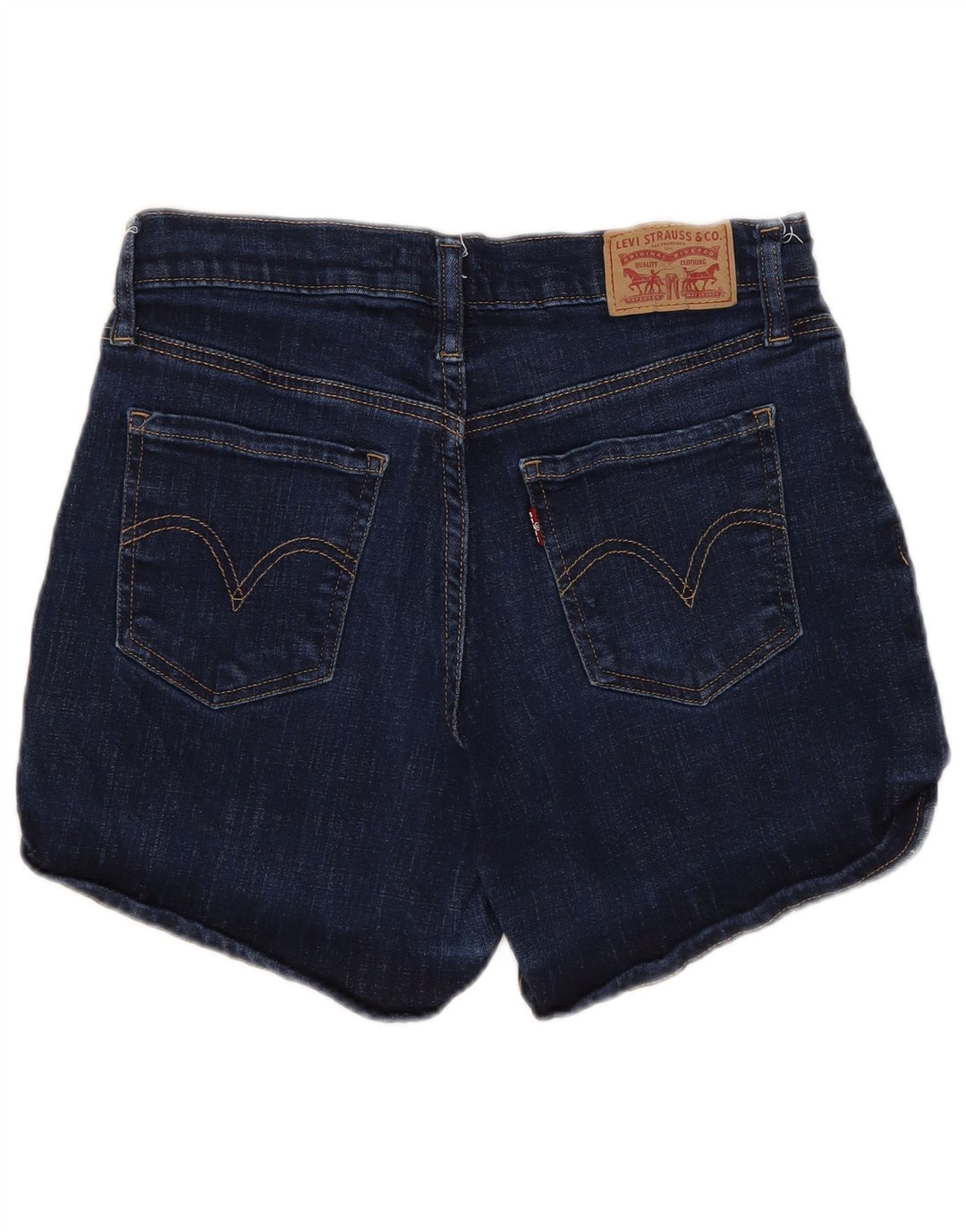 Shorts jeans feminino de cintura média LEVI'S W27 pequeno algodão azul marinho