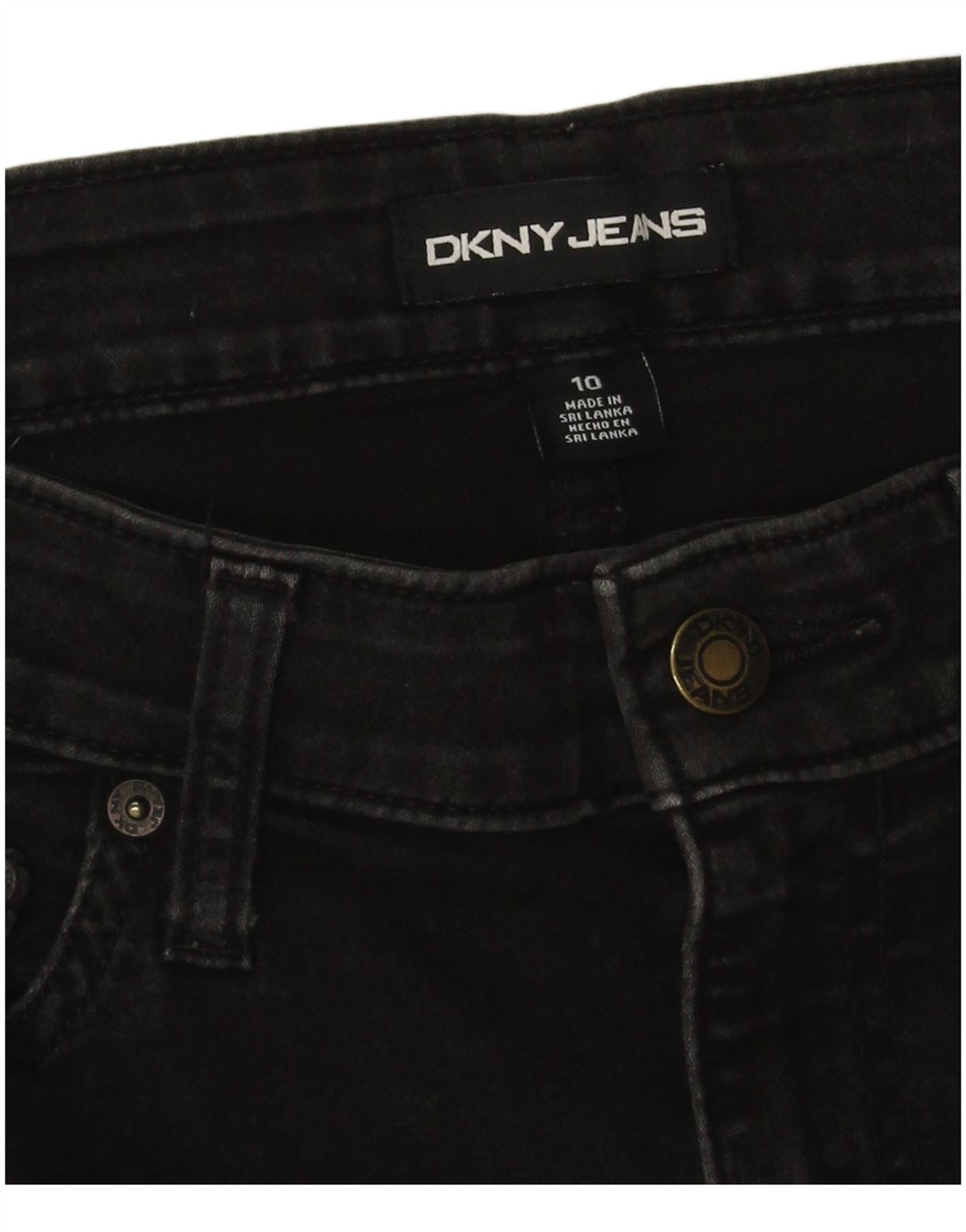 Shorts jeans feminino Dkny US 10 médio W28 algodão preto