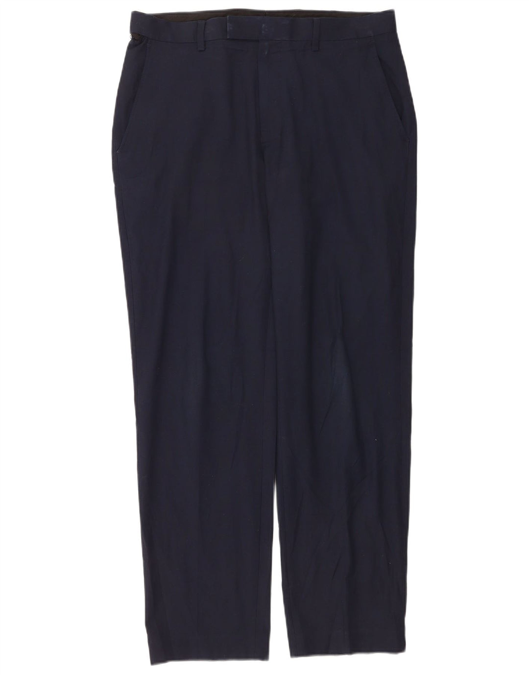 Calça masculina de ajuste regular Marks & Spencer W32 L31 azul marinho poliéster