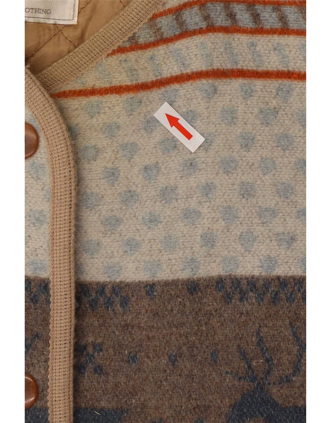 Sobretudo feminino vintage Reino Unido 16 grande listrado multicolorido