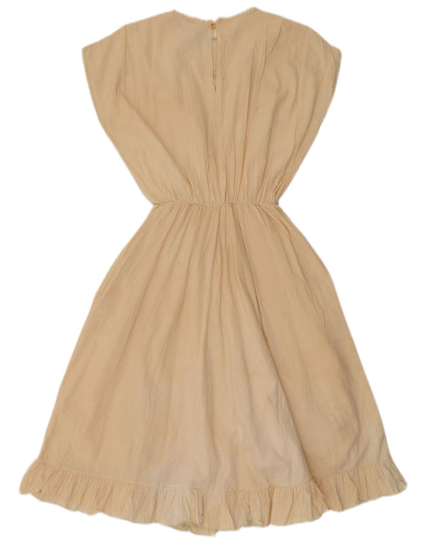 Vestido feminino vintage sem mangas linha A IT 44 algodão bege médio