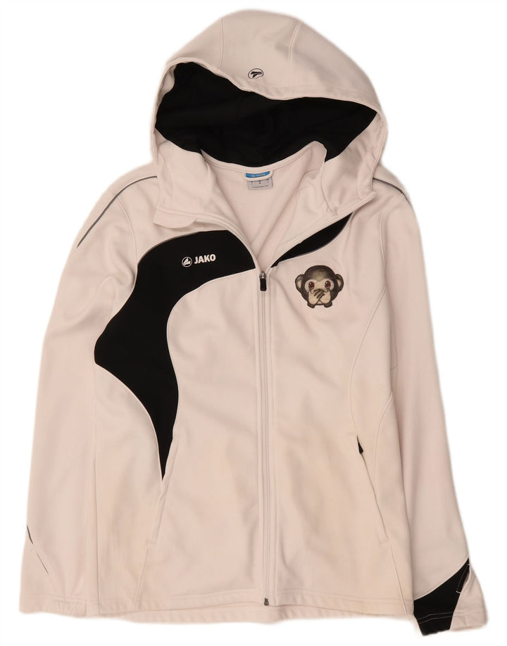 Jako Jaqueta masculina com capuz com capuz, médio, branco, poliéster bloco colorido