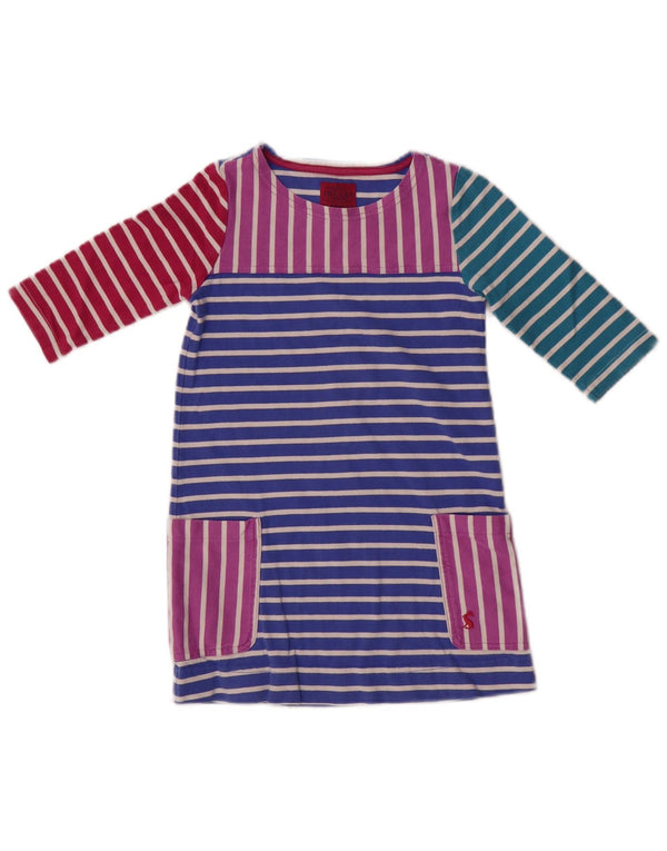 Joules Vestido camiseta manga comprida para meninas 3-4 anos listrado multicolorido