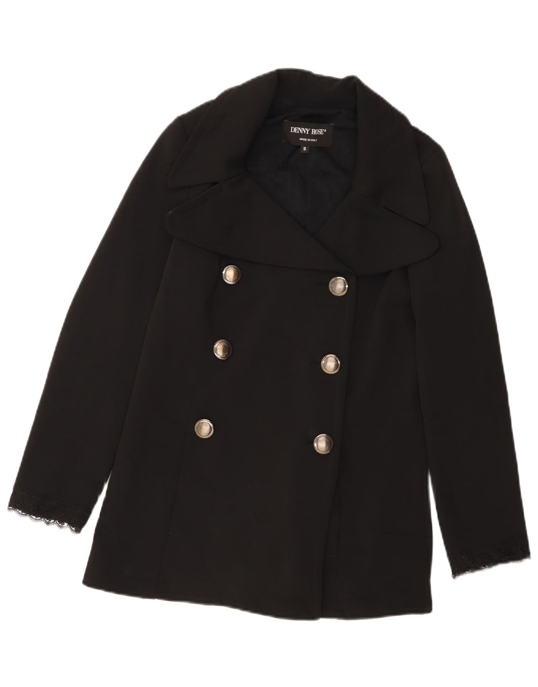 Denny Rose Womens Pea Coat UK 10 Pequeno Poliéster Preto