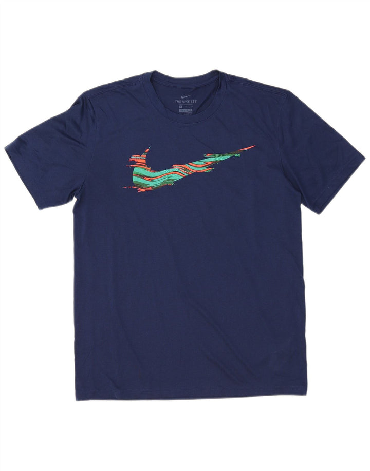 Camiseta Nike Masculina Dri Fit Graphic Top Médio Azul Marinho Poliéster