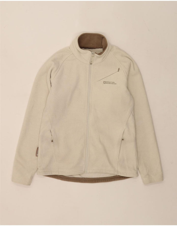 Meio do revestimento do velo das mulheres do armazém da montanha Reino Unido 14 fora do poliéster branco