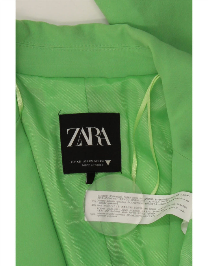 Jaqueta blazer oversized Zara feminina com 1 botão Reino Unido 6 XS verde poliéster