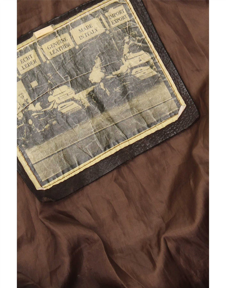 Jaqueta de couro masculina vintage UK 36 pequena marrom