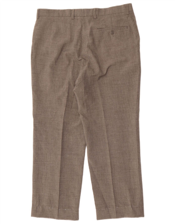 Calça masculina de terno reto Marks & Spencer W34 L27 poliéster cinza