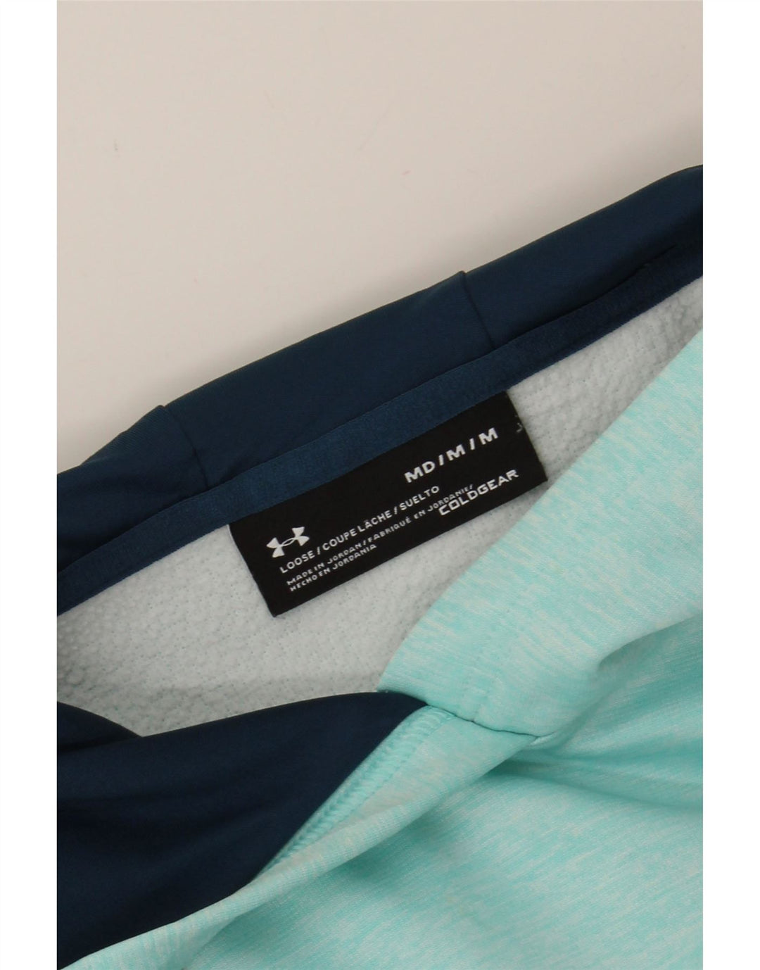 UNDER ARMOUR Mens Cold Gear Graphic Hoodie Jumper Medium Blue Vintage Under Armour and Second-Hand Under Armour from Messina Hembry 