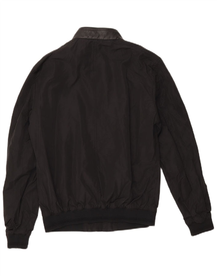 ZARA Mens Bomber Jacket UK 36 Pequeno Poliéster Preto