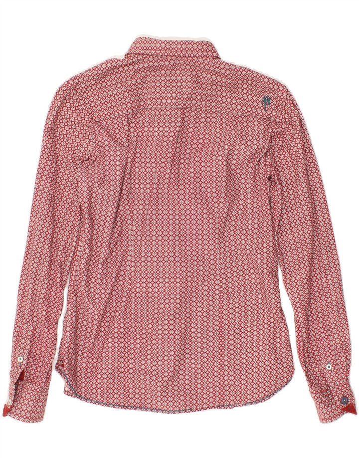 GANESH Womens Oversized Shirt US 1 2XS Red Geometric Cotton Vintage Ganesh and Second-Hand Ganesh from Messina Hembry 