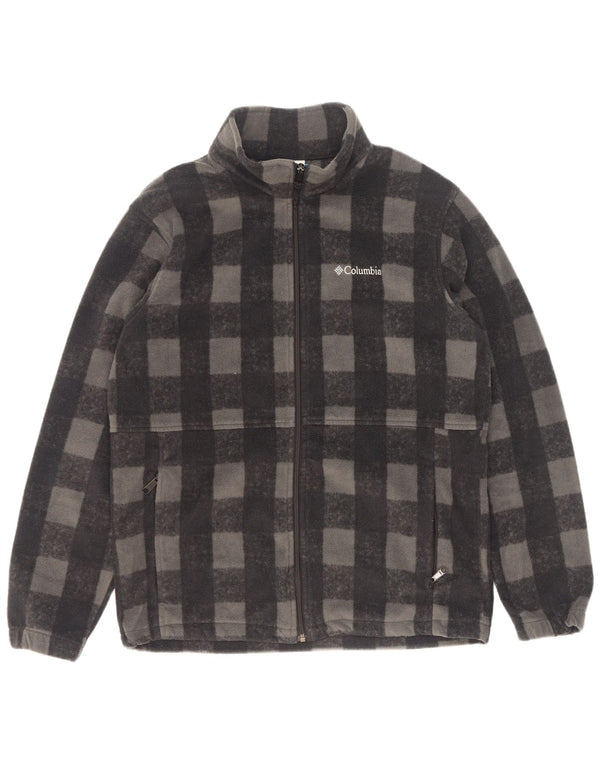 Jaqueta de lã masculina Columbia UK 40 grande poliéster xadrez cinza