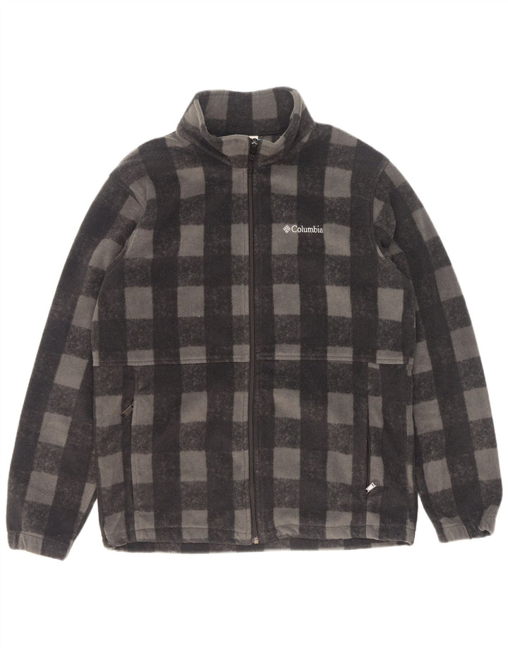 Jaqueta de lã masculina Columbia UK 40 grande poliéster xadrez cinza