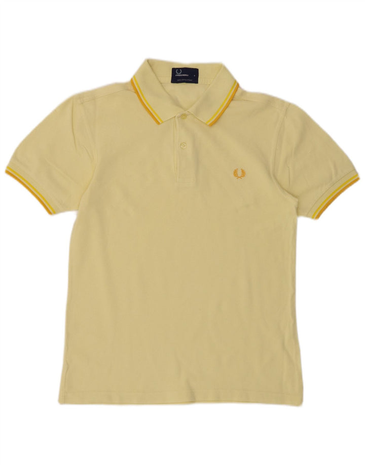 Camisa pólo masculina FRED PERRY pequena de algodão amarelo