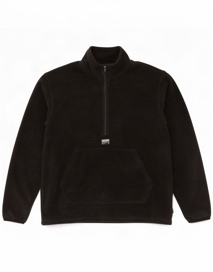Jumper de lã masculino com zíper e pescoço grande poliéster preto