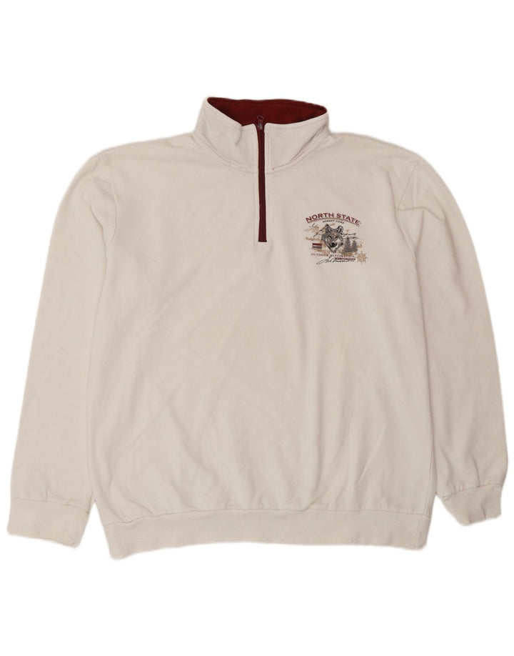 ATLAS FOR MEN Moletom masculino com zíper e gola alta de algodão branco grande