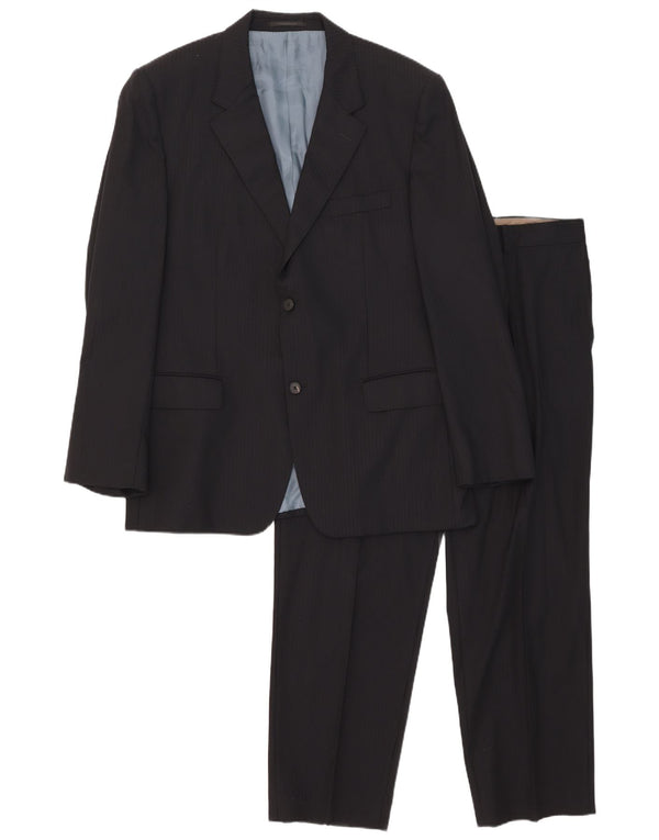 Hugo Boss masculino 2 botões terno de 2 peças UE 56 3XL W40 L30 lã listrada preta