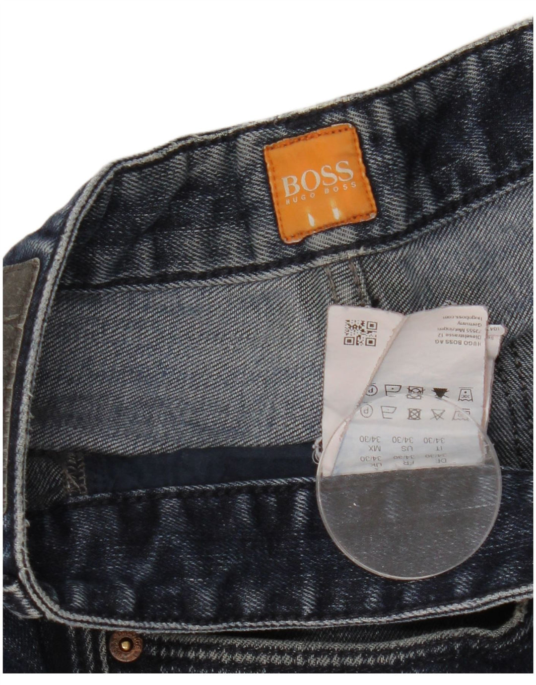 HUGO BOSS Calça jeans reta masculina W34 L27 algodão azul