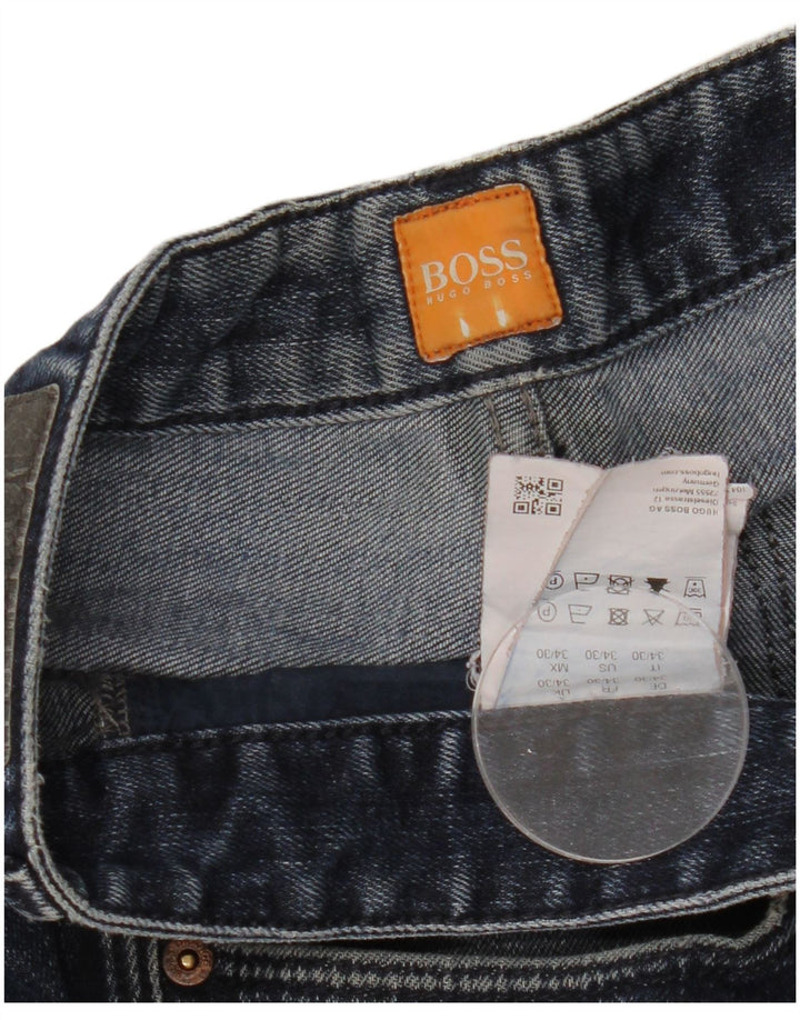 HUGO BOSS Calça jeans reta masculina W34 L27 algodão azul