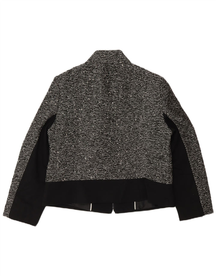 Jaqueta bomber feminina Marks & Spencer Reino Unido 14 grande poliéster manchado cinza