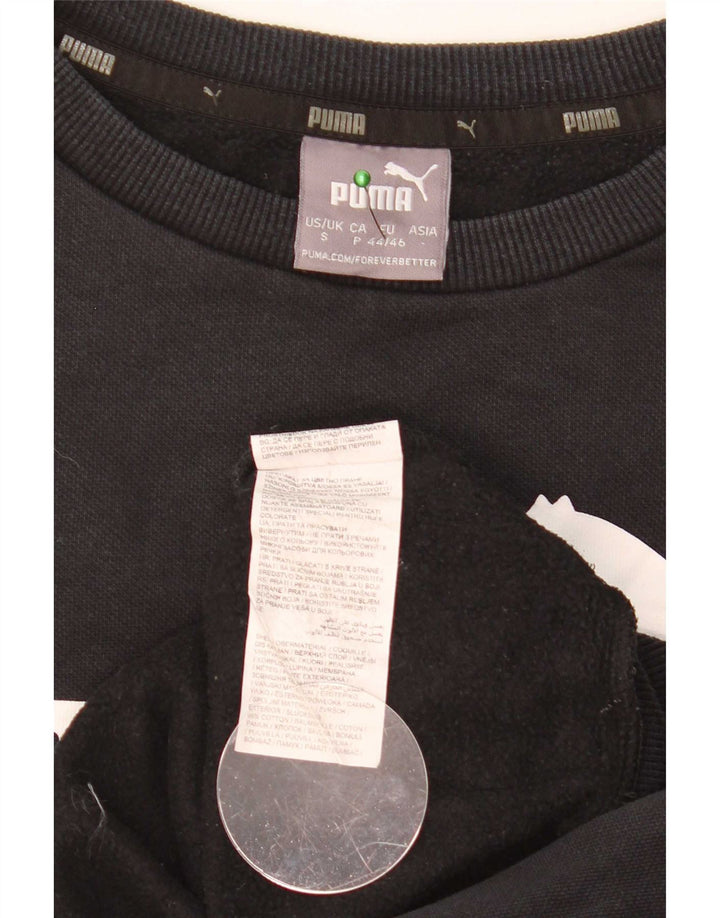Puma Mens Graphic Moletom Jumper Pequeno Algodão Preto
