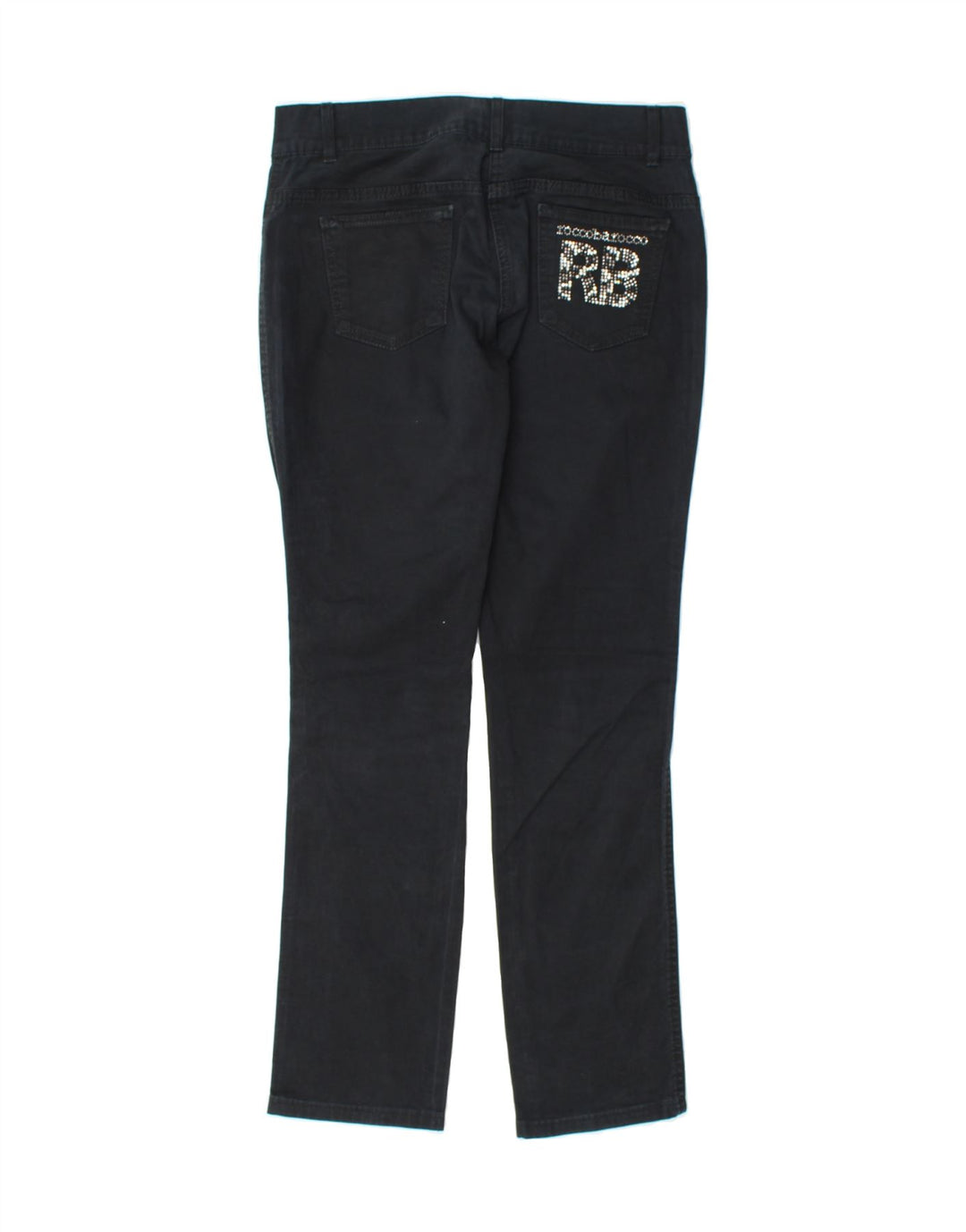ROCCOBAROCCO Womens Slim Casual Trousers W31 L31 Navy Blue Cotton Vintage Roccobarocco and Second-Hand Roccobarocco from Messina Hembry 