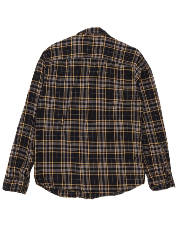 Camisa masculina de flanela Jack & Jones, algodão xadrez preto médio
