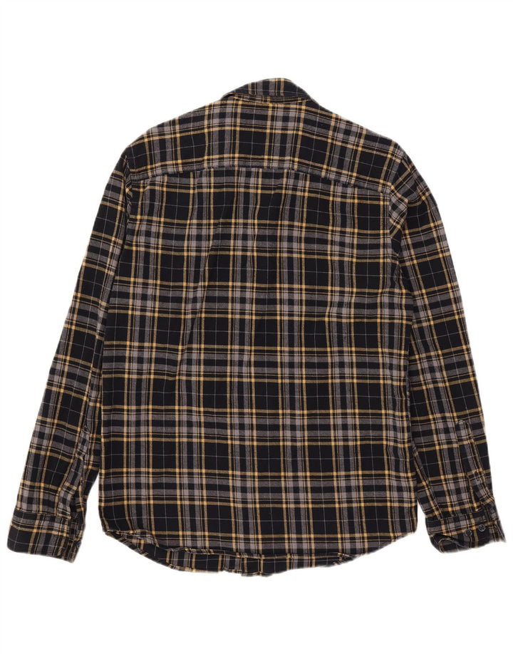 Camisa masculina de flanela Jack & Jones, algodão xadrez preto médio