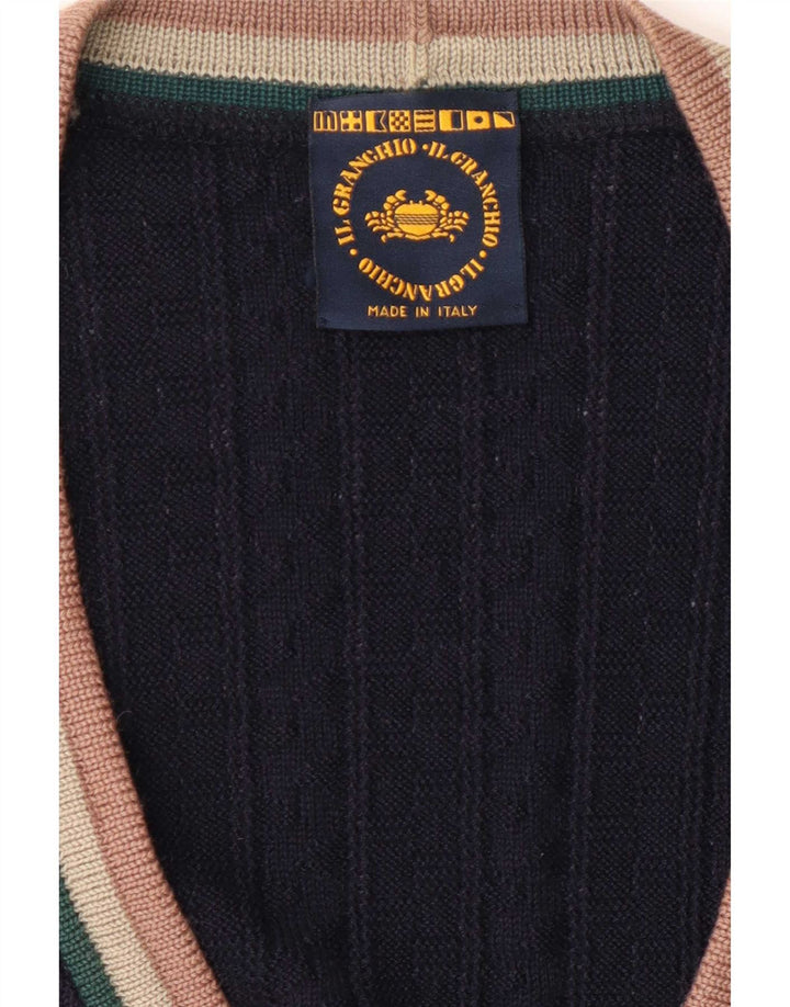 Suéter cardigã masculino Il Granchio grande azul marinho