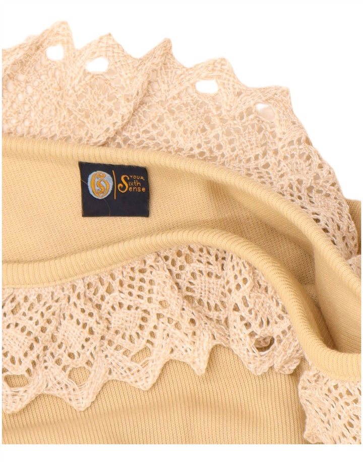 Blusa feminina de manga 3/4 YOUR SIXTH SENSE UK 14/16 grande algodão bege