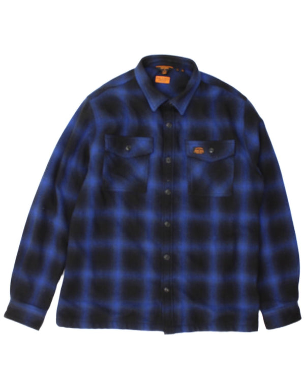 Camisa masculina Superdry Lumberjack Flannel XL azul marinho poliéster xadrez