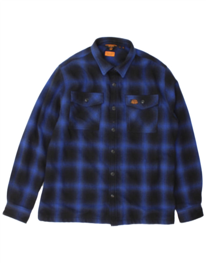 Camisa masculina Superdry Lumberjack Flannel XL azul marinho poliéster xadrez