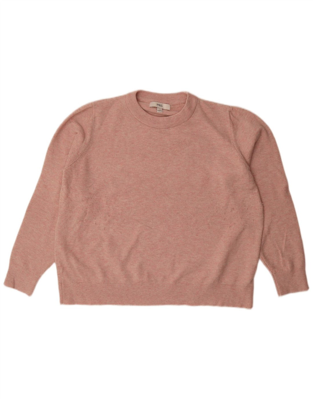 Suéter feminino Marks & Spencer grande com gola redonda Reino Unido 16 grande rosa