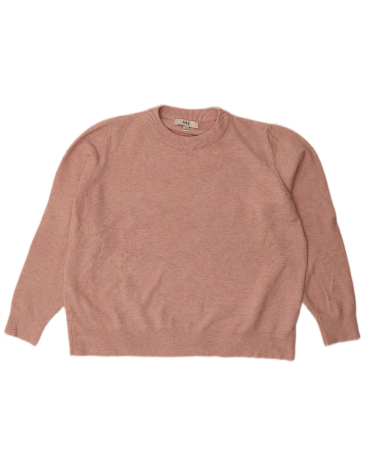 Suéter feminino Marks & Spencer grande com gola redonda Reino Unido 16 grande rosa