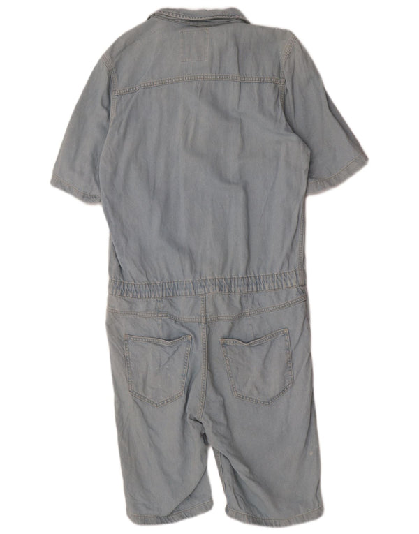 Macacão feminino Zara manga curta jeans Reino Unido 14 grande algodão azul