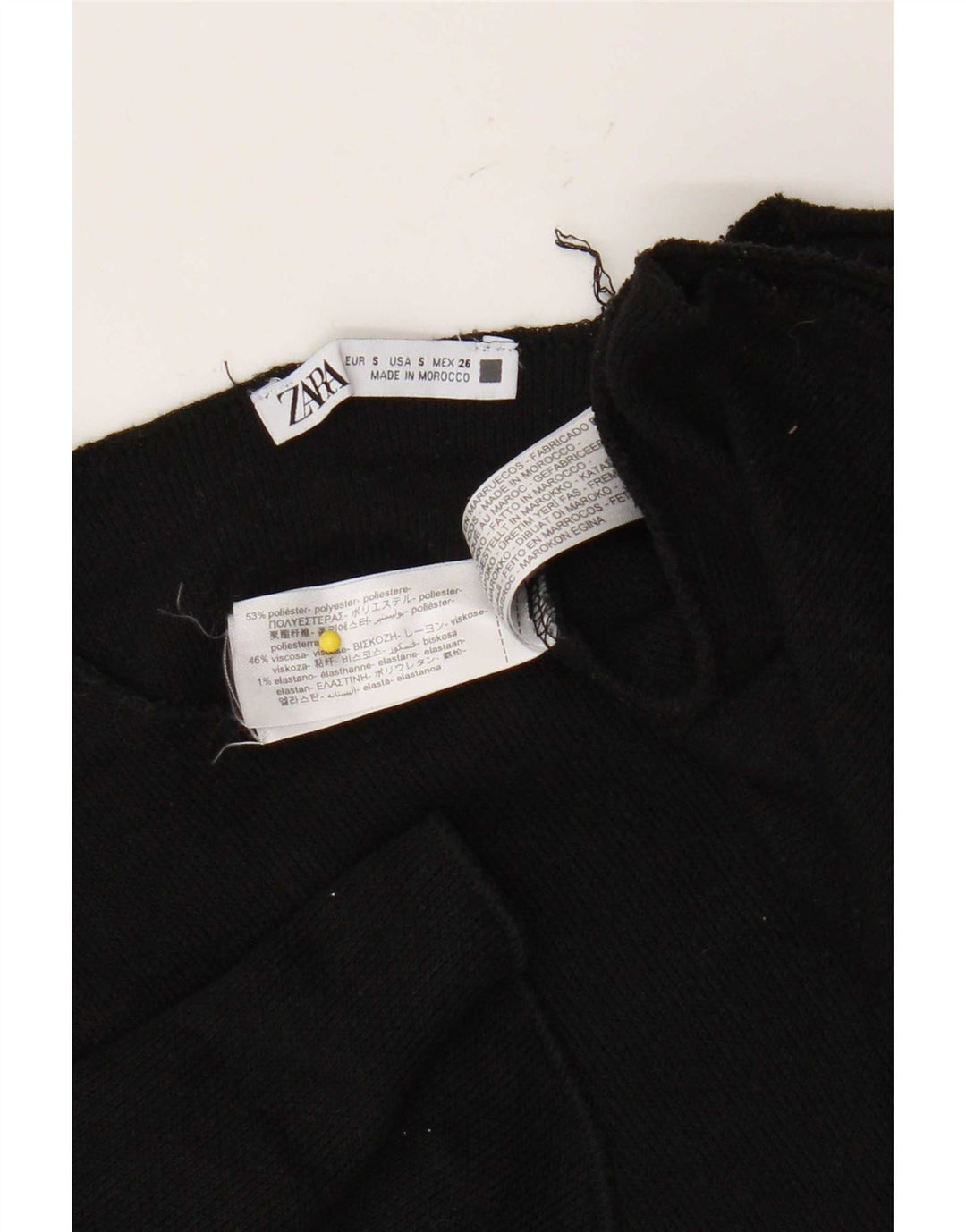 Zara Camiseta Feminina Crop Oversized Top UK 10 Pequeno Poliéster Preto