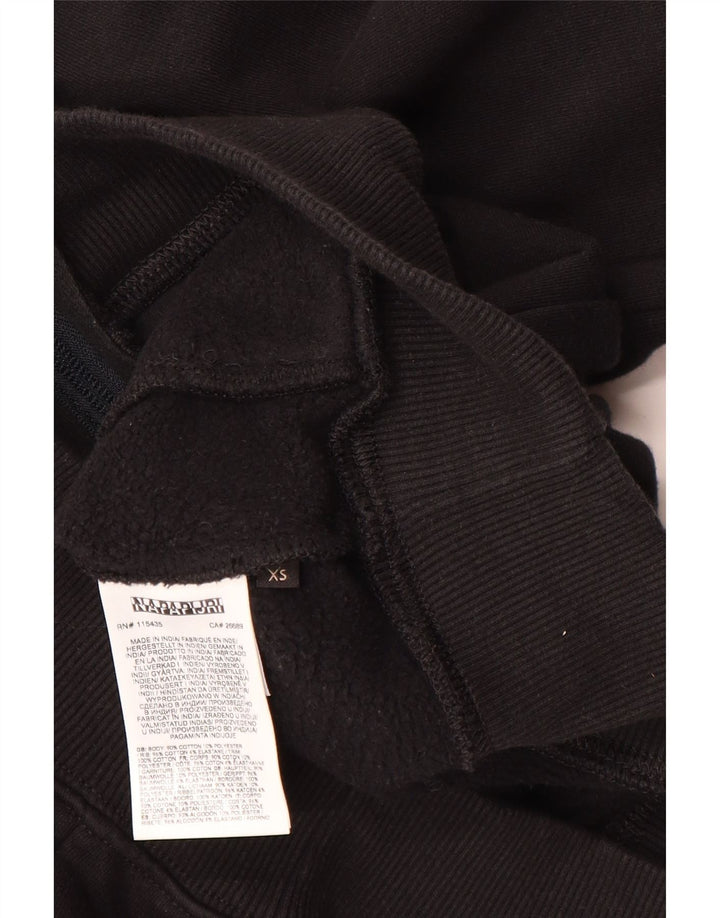 Suéter masculino com capuz e zíper gráfico NAPAPIJRI XS de algodão preto
