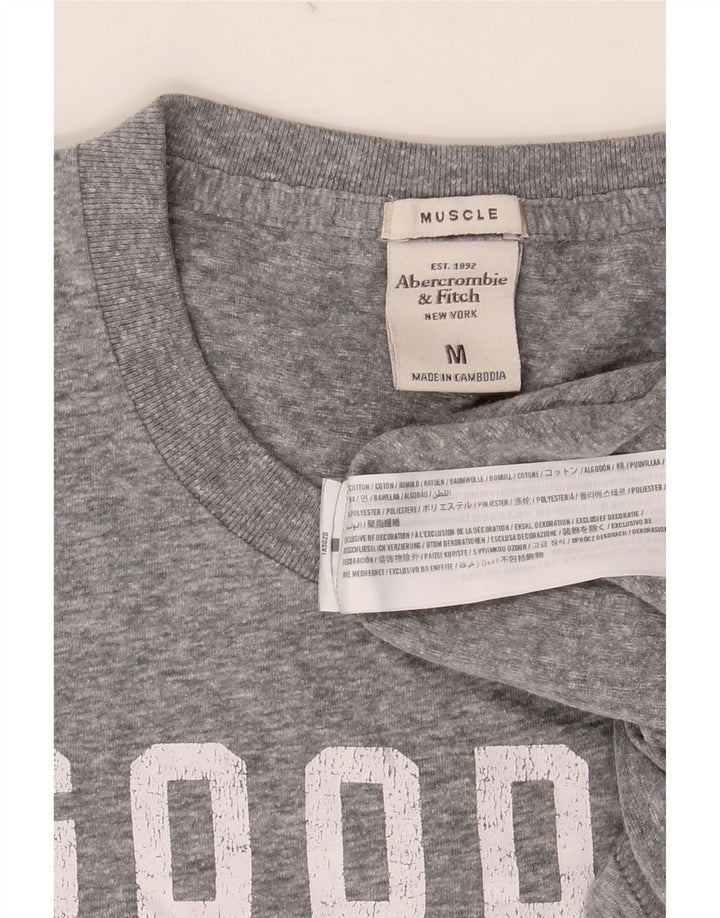 Camiseta masculina Abercrombie & Fitch Muscle Graphic Top de algodão cinza médio
