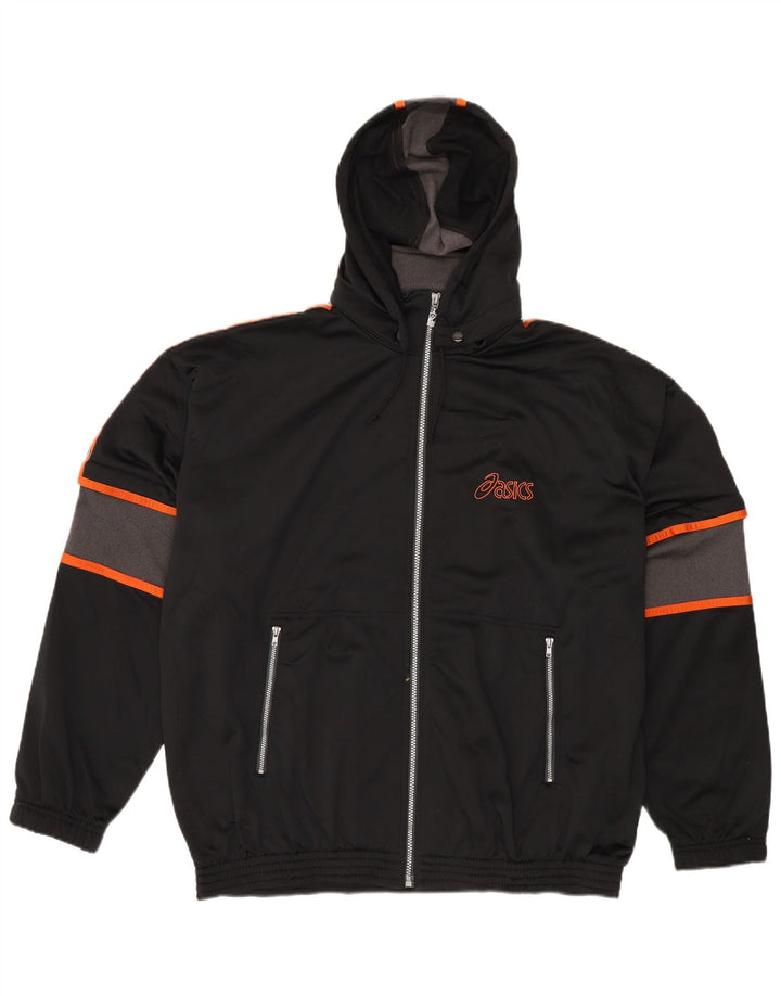 ASICS Mens Hooded Tracksuit Top Jacket XL Preto Colourblock Poliéster