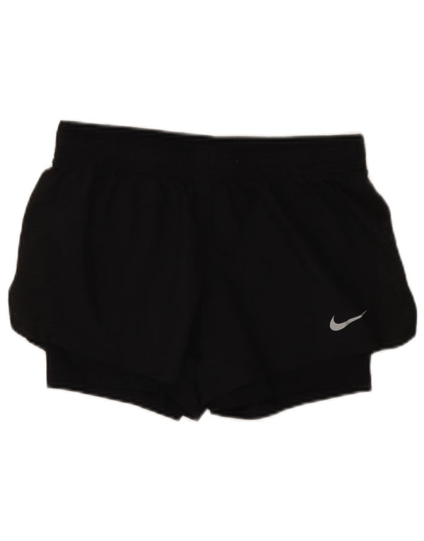 NIKE Womens Dri Fit Sport Shorts UK 10 Pequeno Poliéster Preto