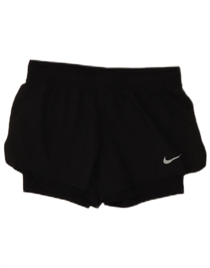 NIKE Womens Dri Fit Sport Shorts UK 10 Pequeno Poliéster Preto