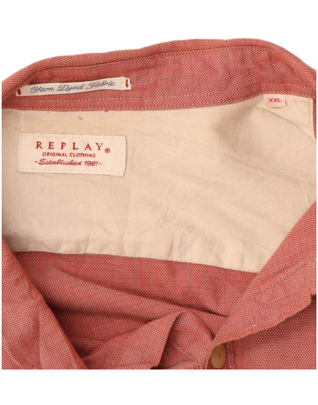 Camisa masculina REPLAY 2XL algodão xadrez vermelho