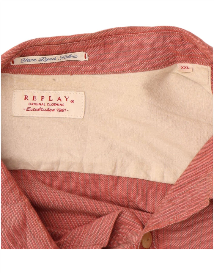 Camisa masculina REPLAY 2XL algodão xadrez vermelho