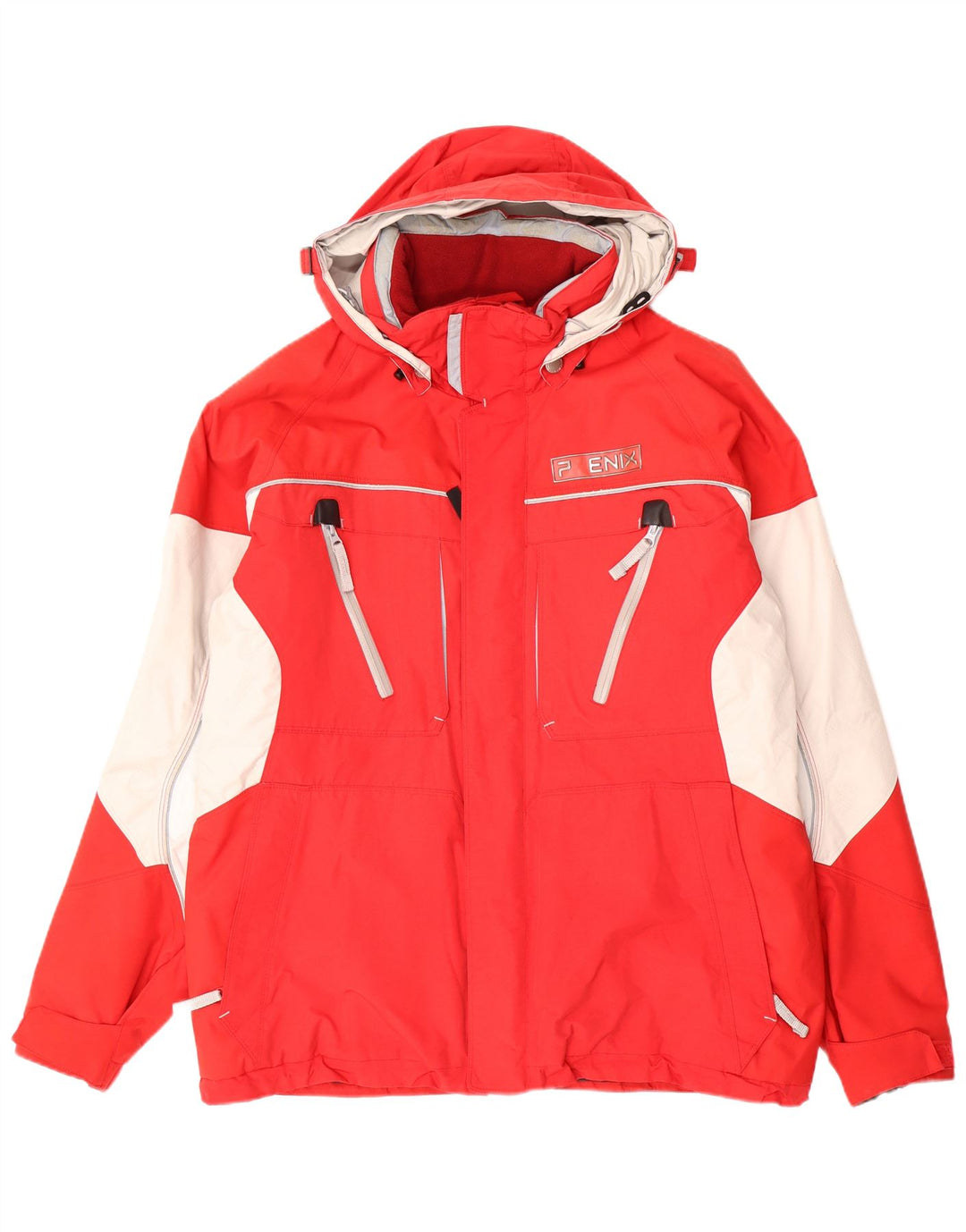 Jaqueta de esqui masculina Phenix com capuz UK 40 grande colorblock vermelho nylon