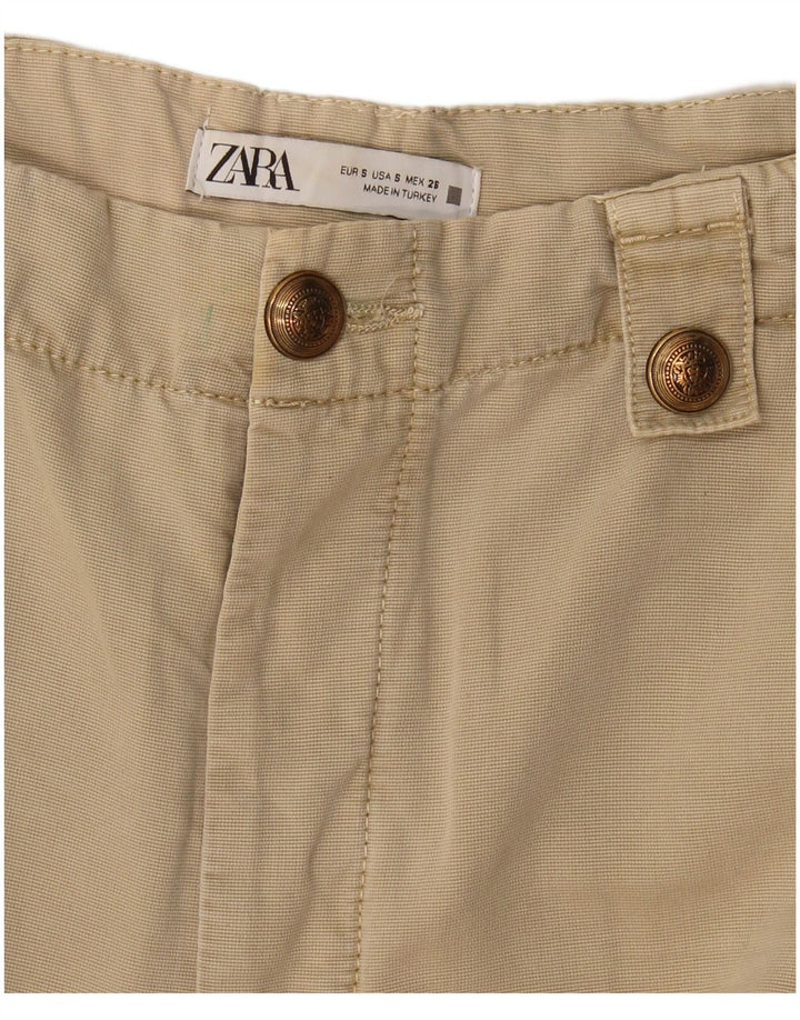 Calça cargo reta feminina Zara pequena W27 L30 bege