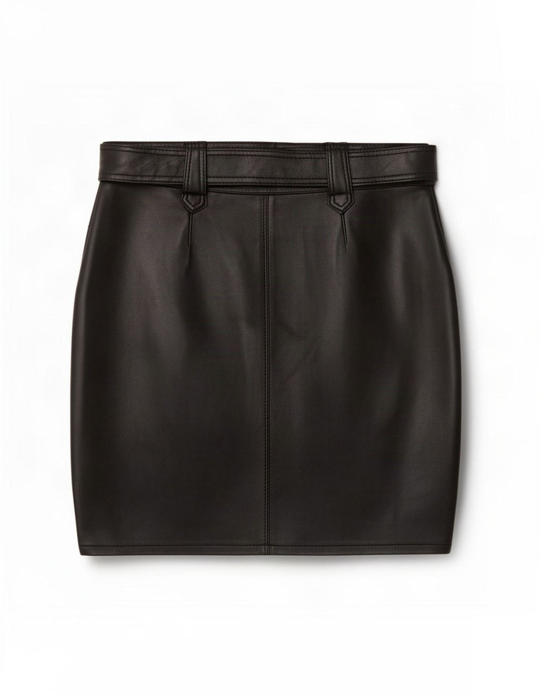 Mini saia feminina vintage de couro grande W34 preta