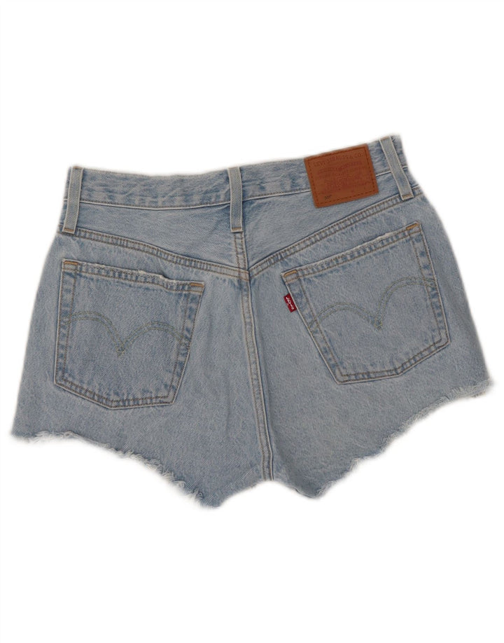 Shorts jeans feminino Levi's 501 desgastado W26 pequeno algodão azul